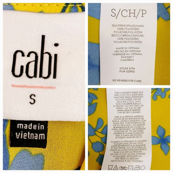 CAbi SZ S 5794 Lemon Drop Dress A-Line Waist Tie Colorful - Picture 7 of 7
